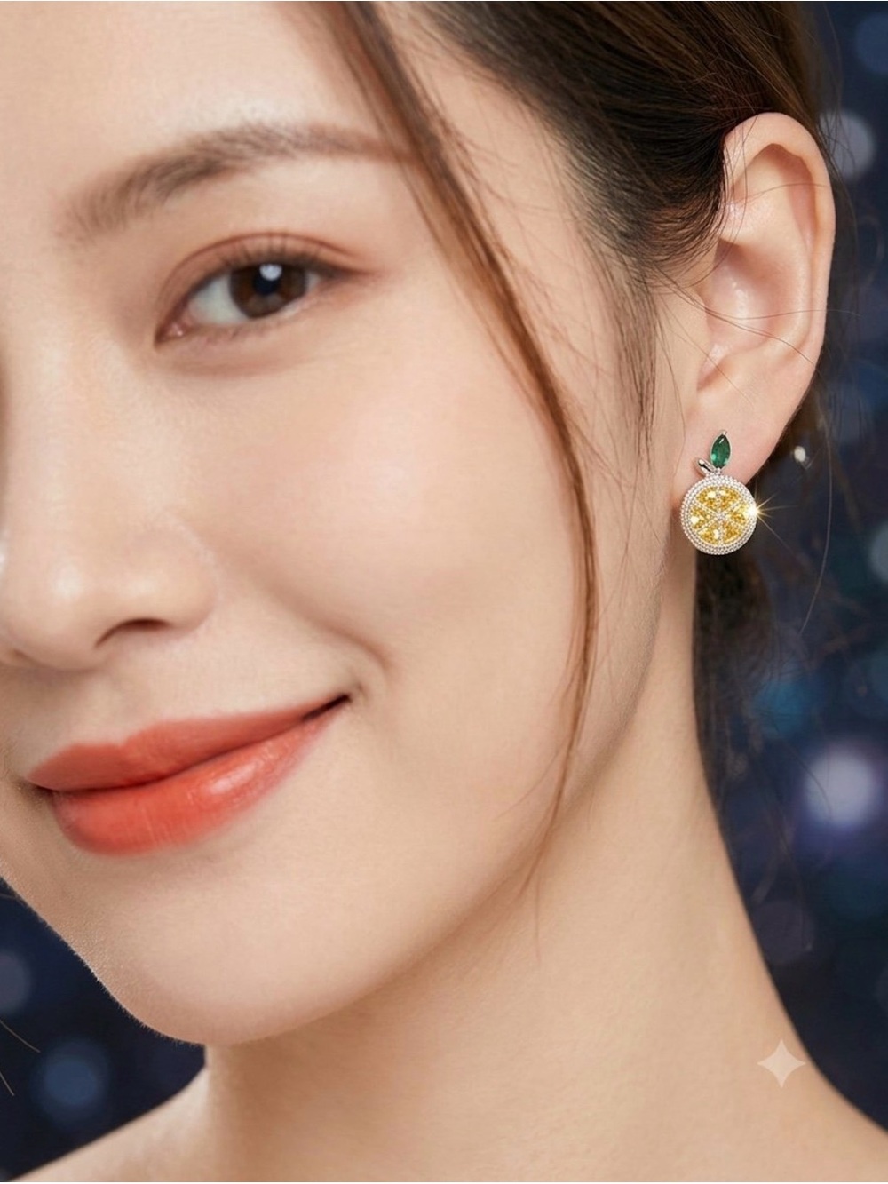 Citrus Drop Earrings with Yellow and Green Crystal Accents
